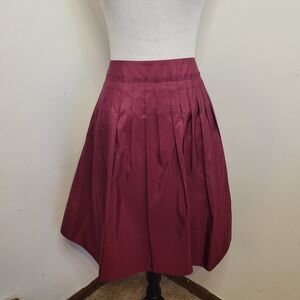 Talbots Women’s Pleated Skirt Size 16 Petite NWT Burgundy Midi Skirt 100% silk